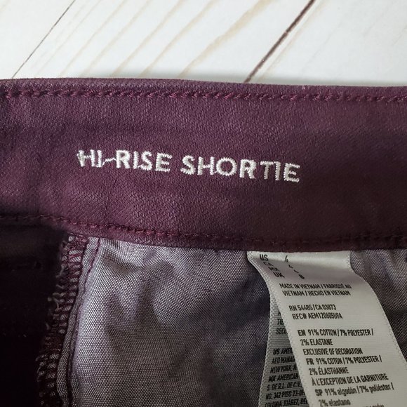 American Eagle Hi-Rise Shortie Maroon Jean Shorts - Picture 4 of 5